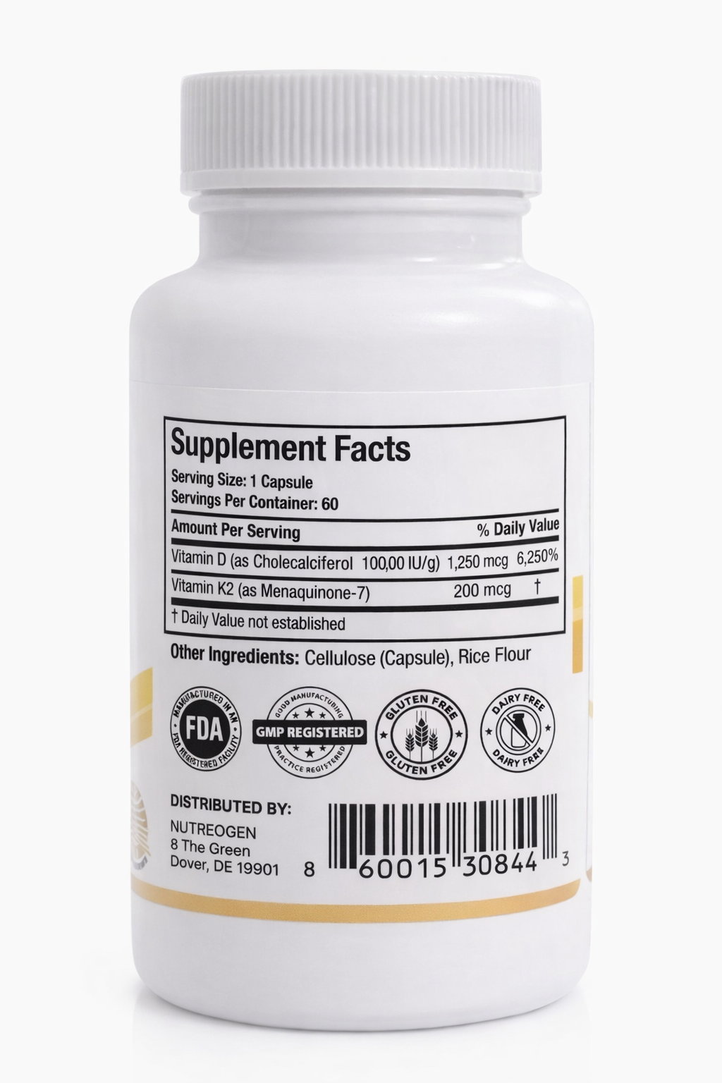 Vitamin D3 + K2 supplement facts